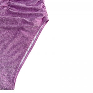 자주색 실버 끈이없는 끈이없는 끈이없는 한 피스 수영복