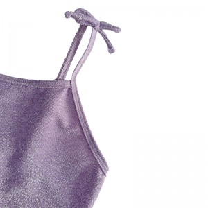 보라색 어린이 \\\\ \'의 홀터 보우베이스 실버 와이어 원피스 수영복