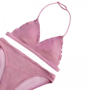 어린이 \\\\의 목 플랜지 삼각형 컵 2 피스 수영복 귀여