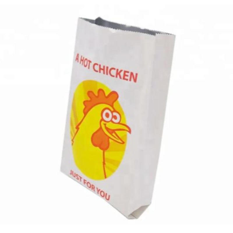 재사용 가능한 가방 핫 치킨 빵 음식 팩 인쇄 알루미늄 호일 라인 스퀘어 바닥 종이 가방