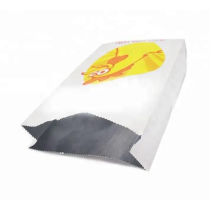 재사용 가능한 가방 핫 치킨 빵 음식 팩 인쇄 알루미늄 호일 라인 스퀘어 바닥 종이 가방