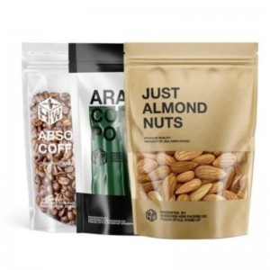 맞춤형 인쇄 식품 포장 백 Ziplock 크래프트 종이 지퍼와 창과 함께 파우치 스탠드 업.