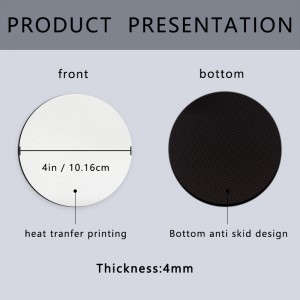 승화 코스터 공란 음료 자동차 코스터를위한 네오프렌 스퀘어 둥근 코스터