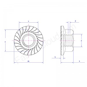 톱니 모양의 육각 플랜지 너트
