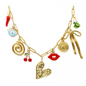 Hongde 18K 클립 골드 체인 목걸이 수제 DIY 썬 문 스타 펜던트의 매력 목걸이 여성을위한 서부 바다 해변 해변 골드 매력 목걸이