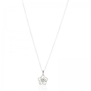 섬세한 꽃 펜던트 목걸이 정품 또는 제작된 보석 탄생석 꽃 펜던트 목걸이, 스털링 실버 체인 포함, 18