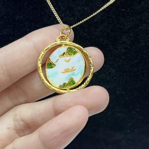 가역적 인 맞춤형 패턴 펜던트 골드 도금 긴 목걸이