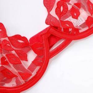 섹시한 란제리 - 극단론자-붉은 입술 자수와 레이스가 얇습니다. 그것\\큰 가슴을위한 브래지어 세트는 더 작게 보이고 w7229 가격을 보호하지 못하게합니다.$219.99