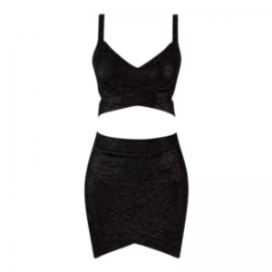 여름 금 인쇄 니트 카미솔, 힙 랩 스커트 세트