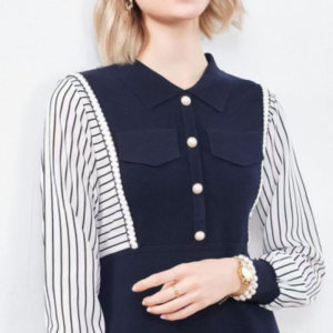 이른 가을 작은 리버스 칼라 니트 하프 가디건